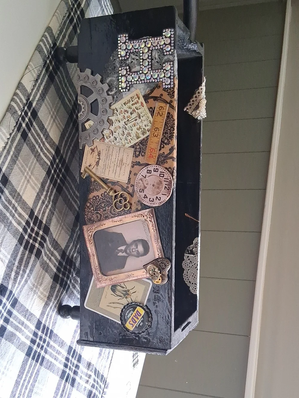 Black Vintage-Decoupage Decorative Wooden Box
